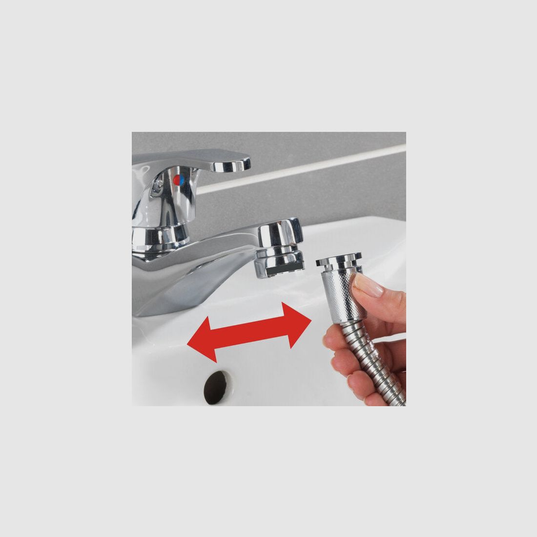 Doccetta per lavabo con gancio Duo, immagine 1 di 4