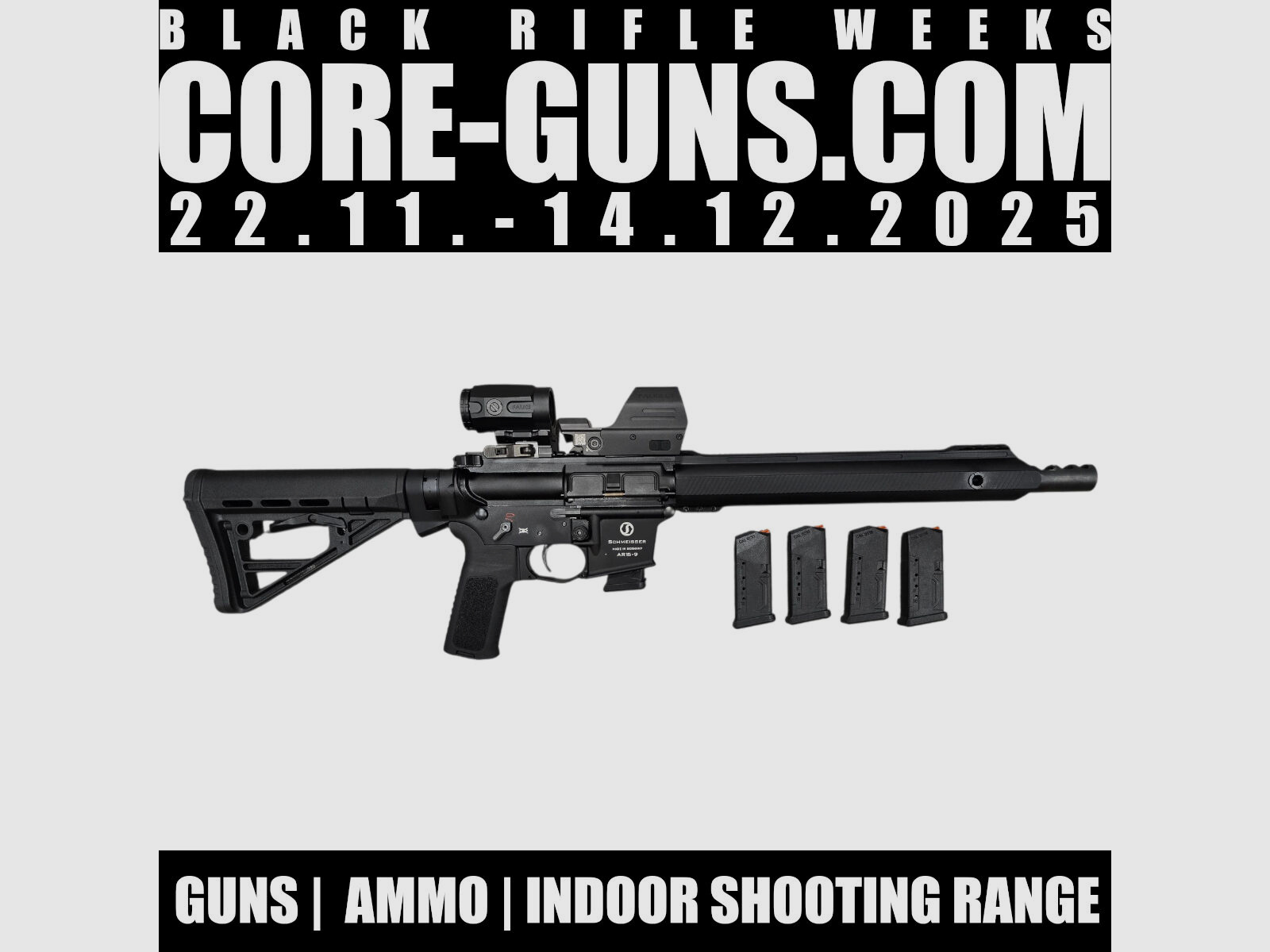 Schmeisser AR15-9 Sport M125 12,5"LL czarny + Falke LE + Falke B3X Magnifier + 4 magazyny
