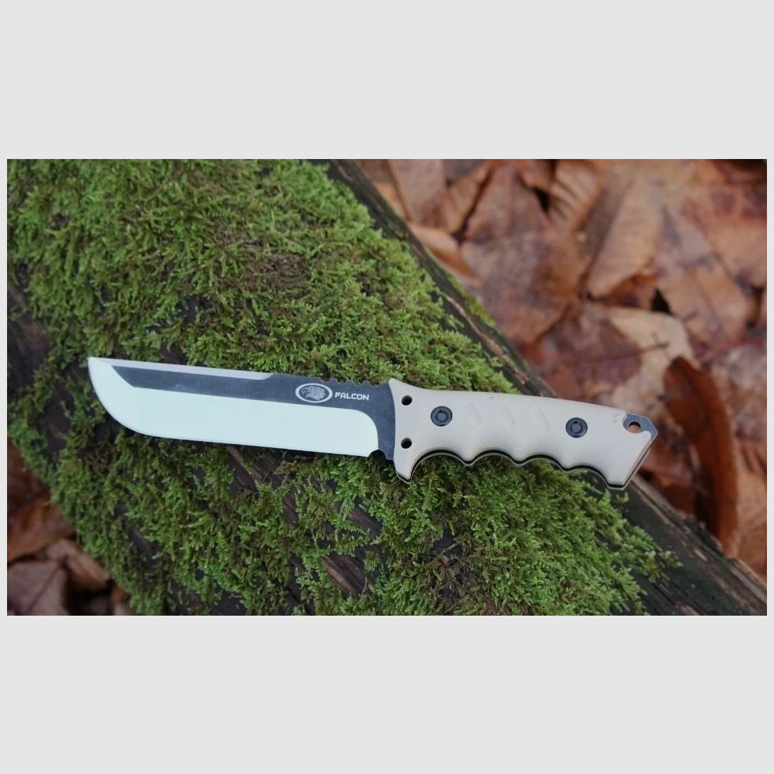 Couteau de plein tang de haute qualité pour l'extérieur, incluant un étui en cuir et une pierre à feu de 28 cm