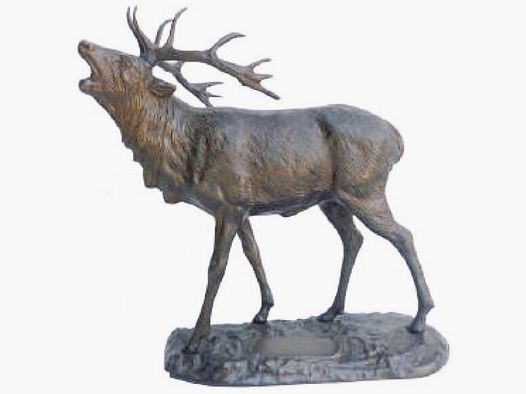 Lovergreen Bronzestatue Motiv rhrender Hirsch auf einer Wiese gro