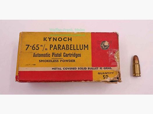 Kynoch, England Pistolenmunition 7,65 Para./Luger