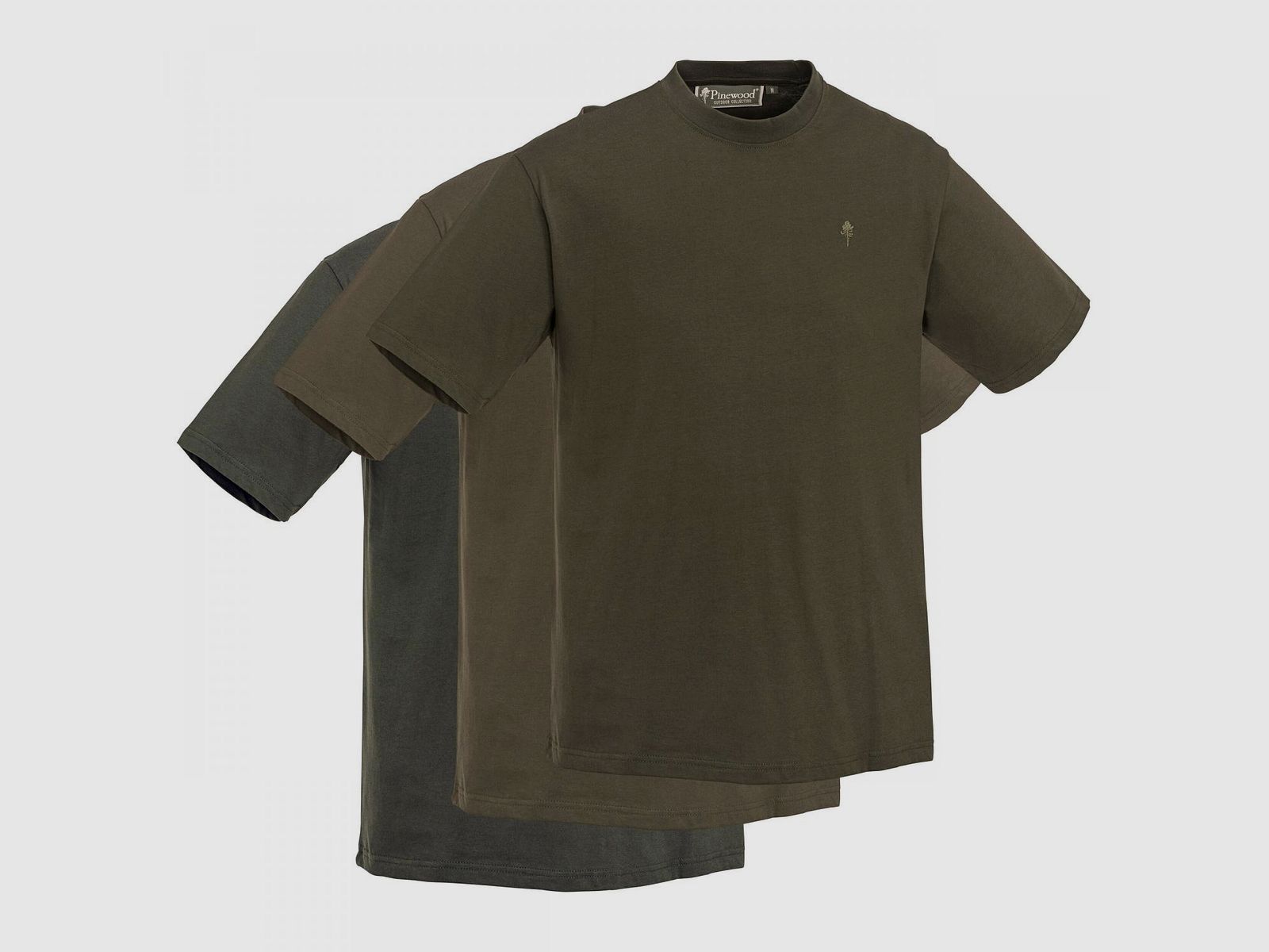 3er-Set: T-Shirts Herren (Green/H.Brown/Khaki)