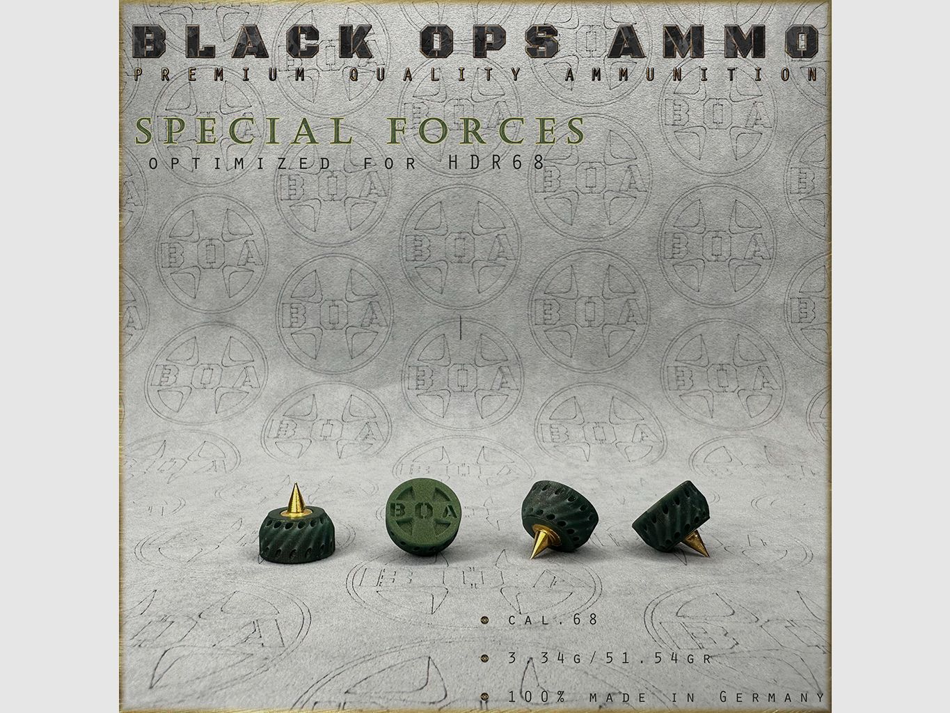 10x + 2 Special Forces BLACK OPS AMMO HDR 68 TR cal.68 Munition T4E Umarex HDR68 TR68