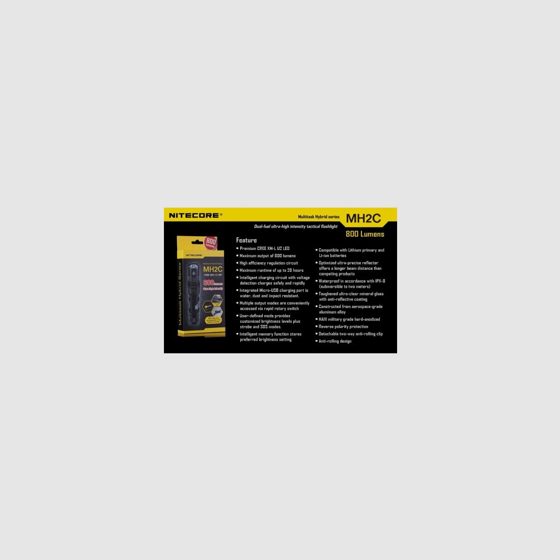 Latarka Nitecore MH2C Multitask Hybrid 800 Lumenów, zdjęcie 21 z 21