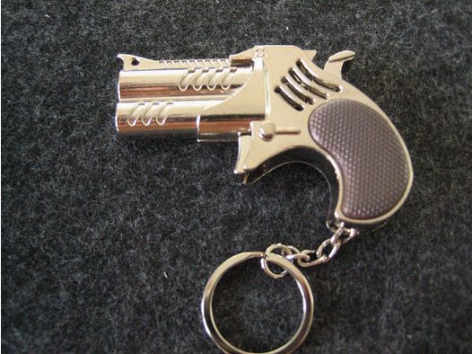 Derringer Miniatur-Pistole voll Metall Abschlagfähig NEU in Chrom -silber 