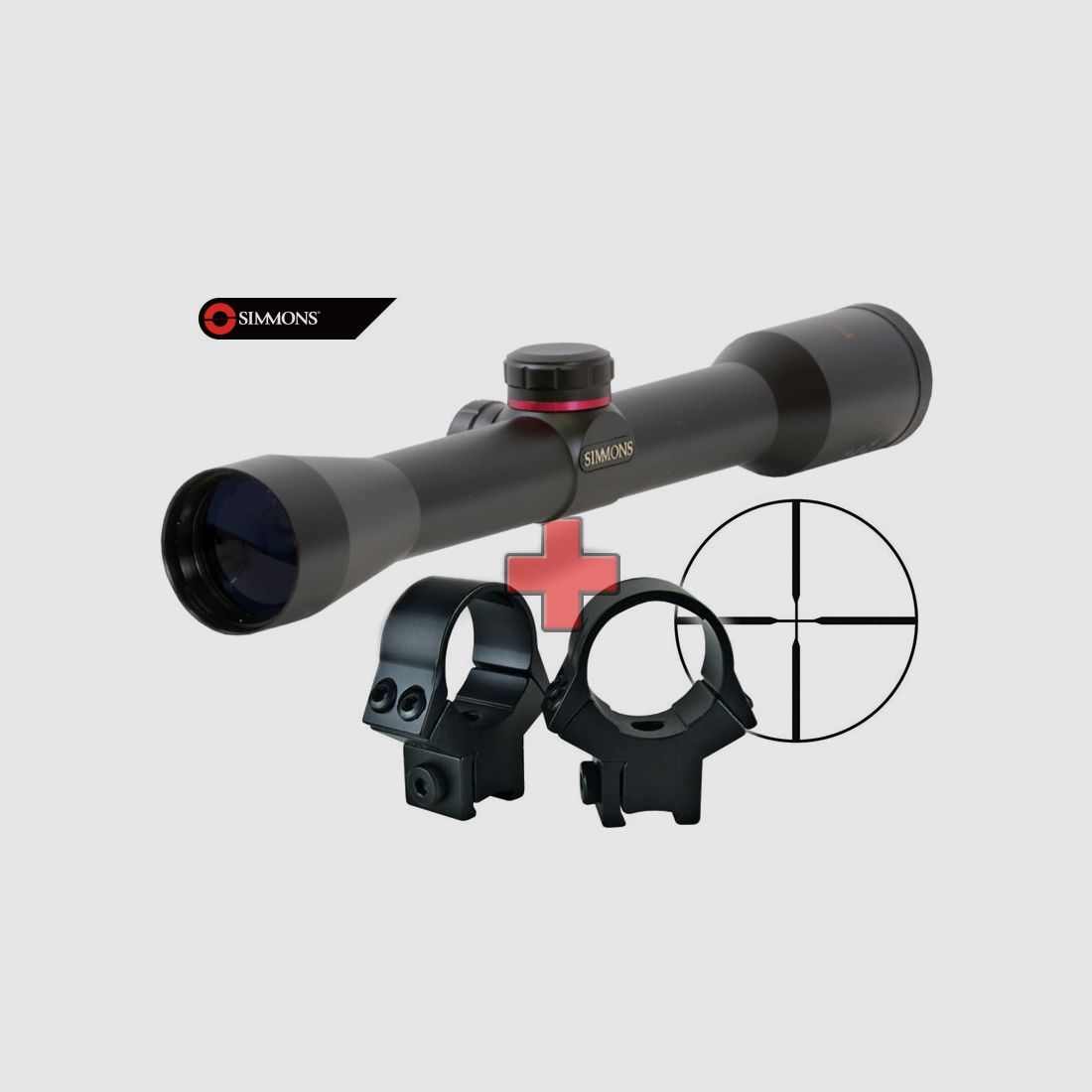 Zielfernrohr Simmons ProSport 4x32 matt, 1 Zoll Tubus, Truplex-Absehen, Ringmontagen fĂĽr 11 mm Prismenschiene