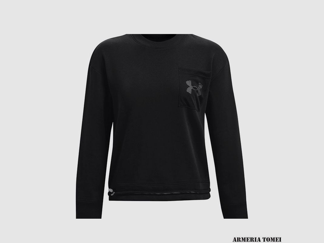 UNDER ARMOUR – DAMEN – RIVAL FLEECE MESH CREW Micro Pink / Black – 685, Bild 1 von 4