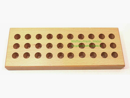 German, Manufacturer unknown loading board solid wood for cartridge bases < 14 mm