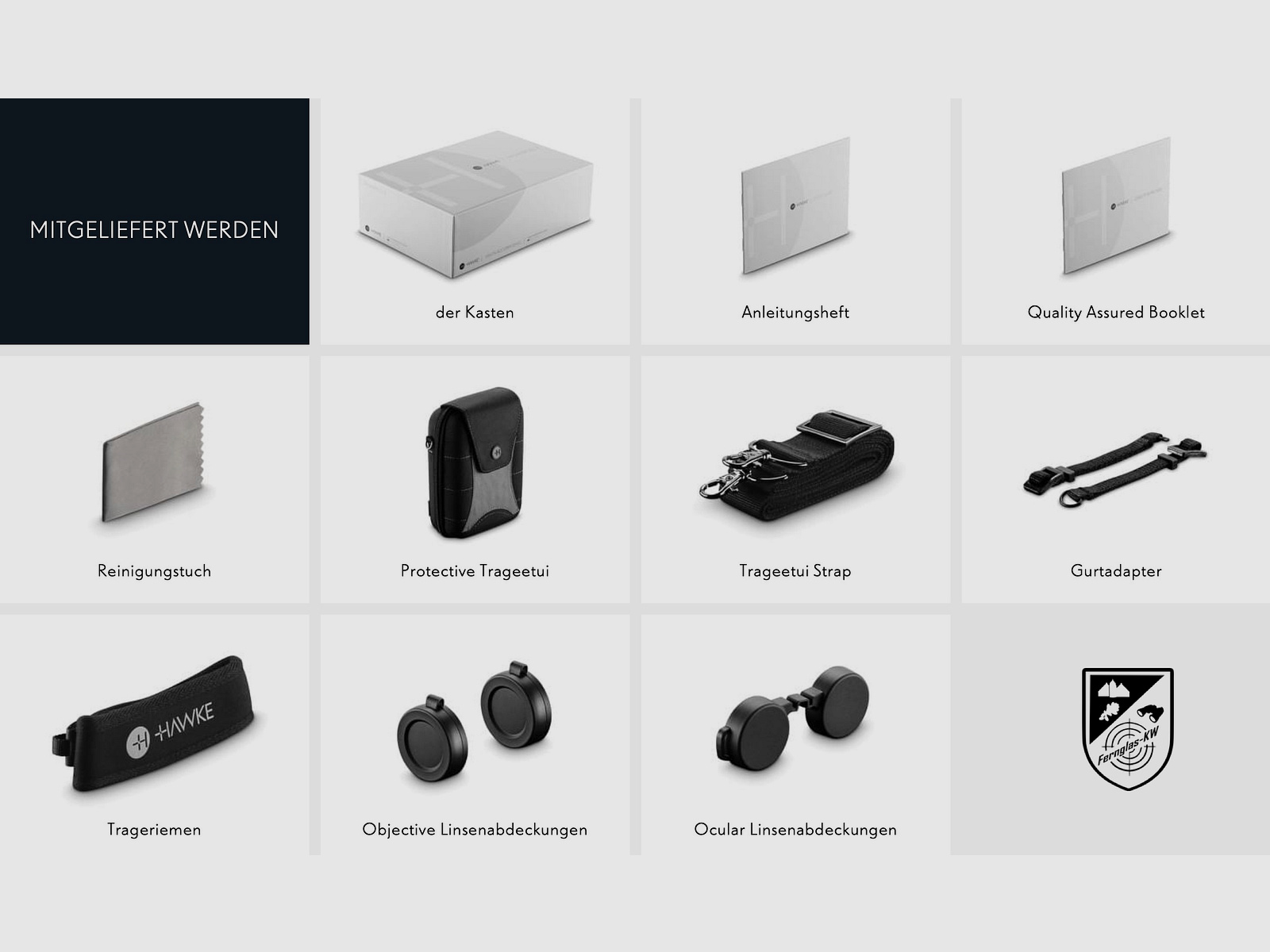 HAWKE 38006 Frontier H DX 8x32 binoculars gray with accessories