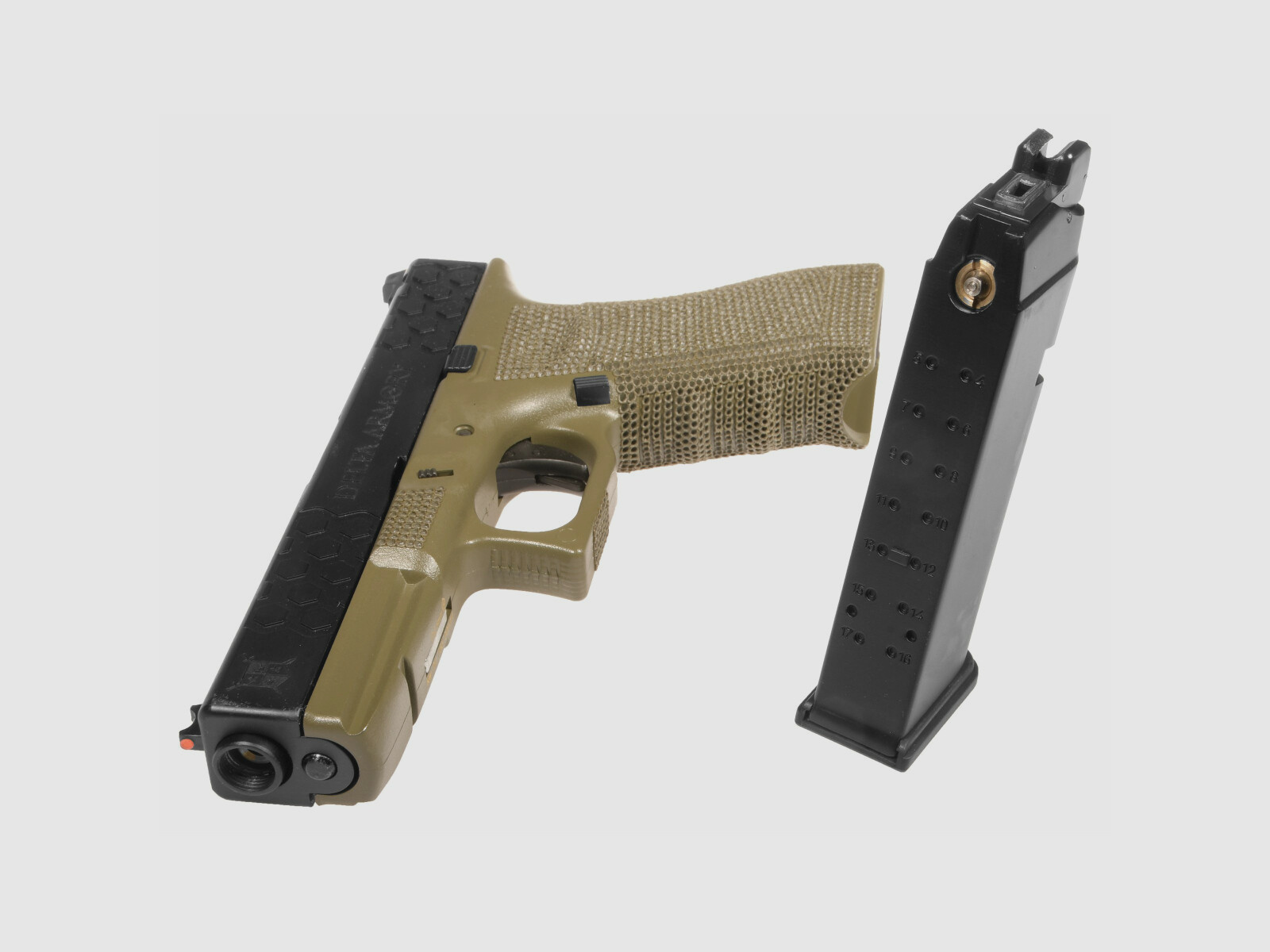 P03 GBB Airsoft Pistol in Olive | Delta Armory