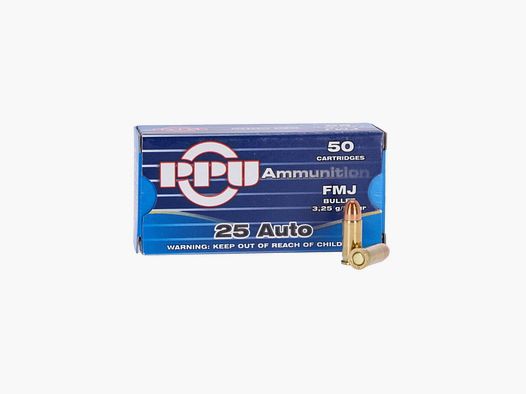 PRVI/PPU .25 Auto FMJ 50 gr. - 50 stuks.