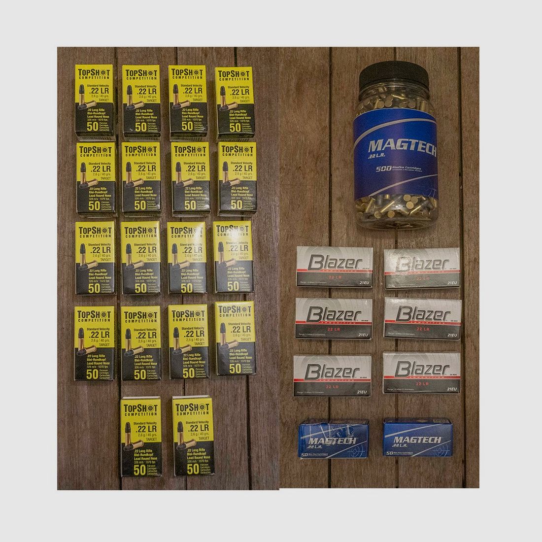 .22LR Munition Konvolut - Drei Hersteller TopShot, Magtech, CSI Blazer