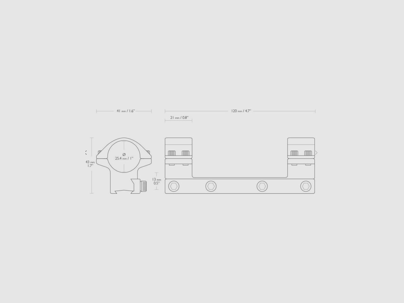 MONTAGGI MONOBLOC HAWKE (medio) 9-11mm, 1 " Diametro, immagine 1 di 2