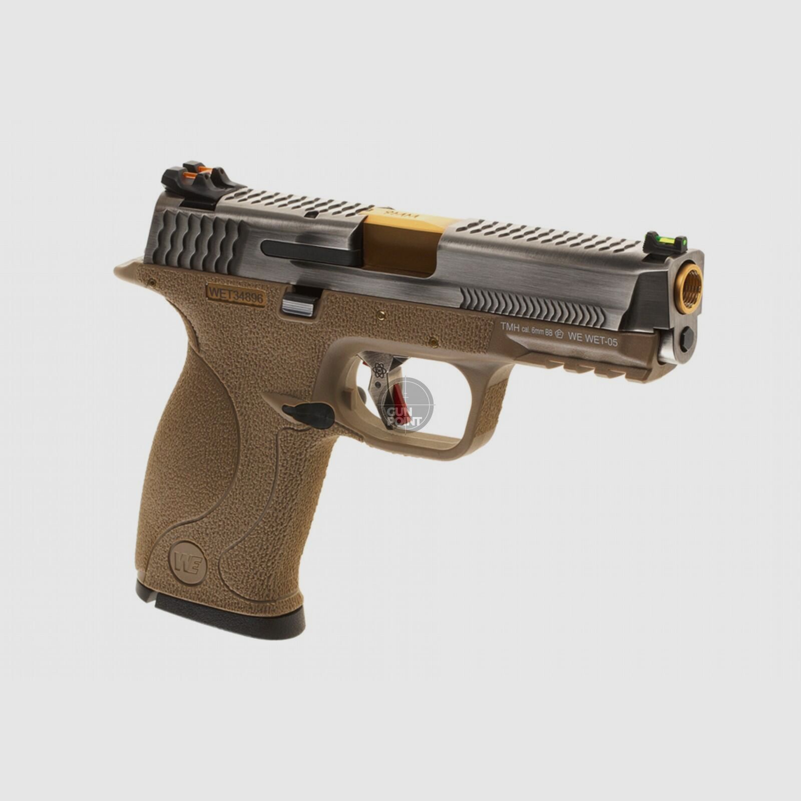Softair - Pistole - WE - WET-05 SV Silver Barrel Metal Version GBB FDE - ab 18, ber 0,5 Joule