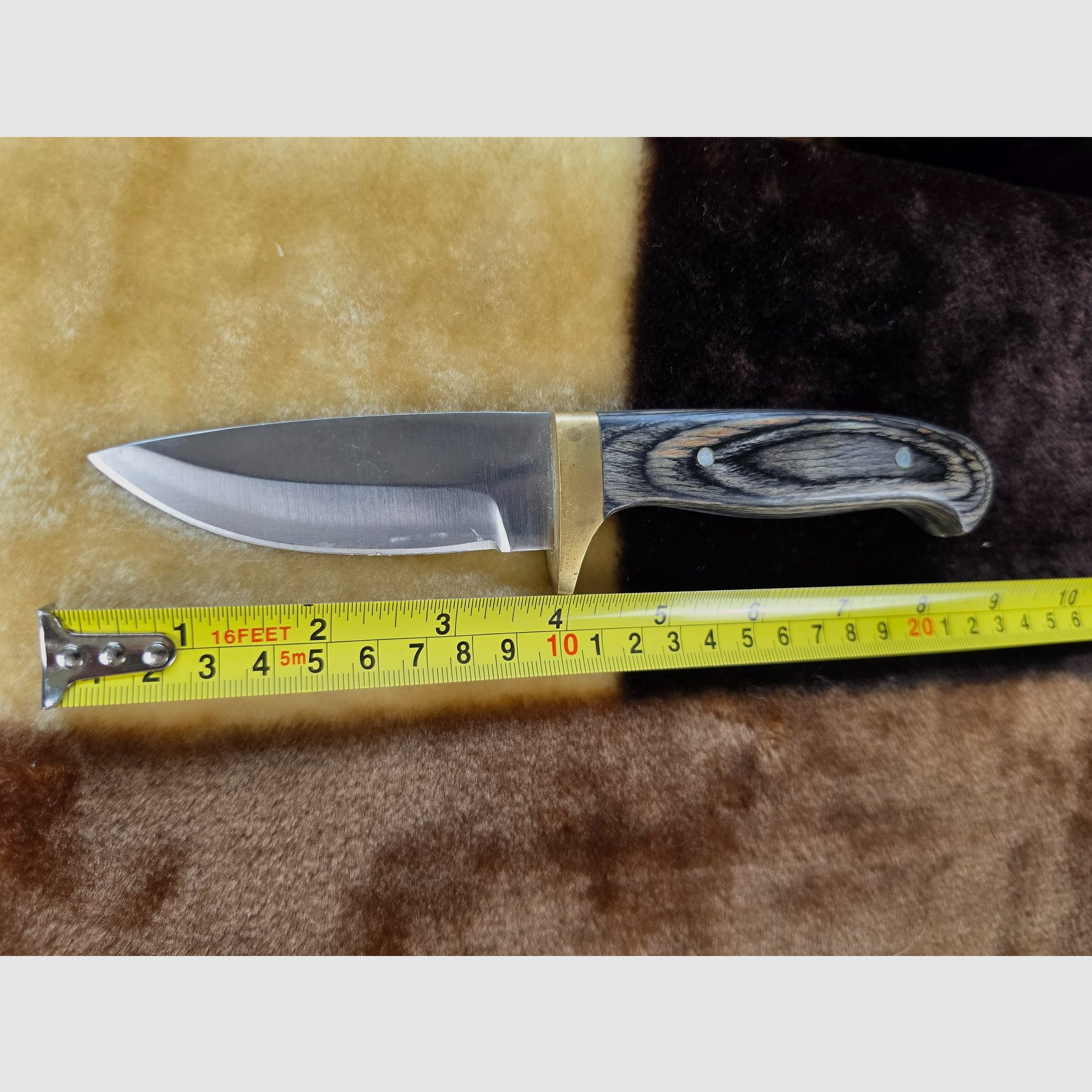 Klassisches Outdoor- & Jagdmesser mit Echtholzgriff und Messing-Knebel – Robustes Allzweckmesser, Bild 3 von 3