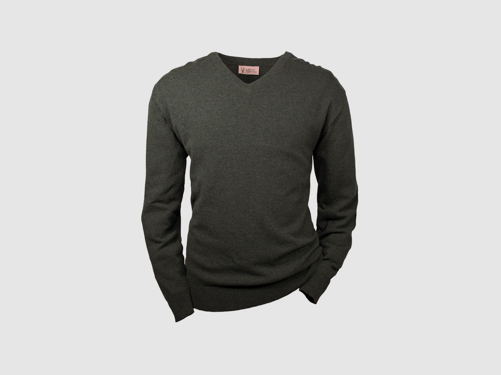 HUBERTUS Pullover Lambswool mit V- Auschnitt Oliv