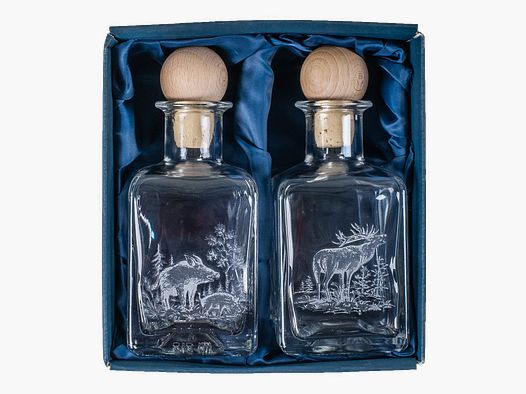 Essig & Öl Karaffe - mit Jagdekor, 2x200ml
