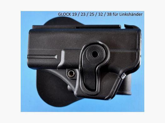 schwenkbares Paddle-Holster f.Glock 17 / 23 / 25 / 32 und 38 für Linkshänder