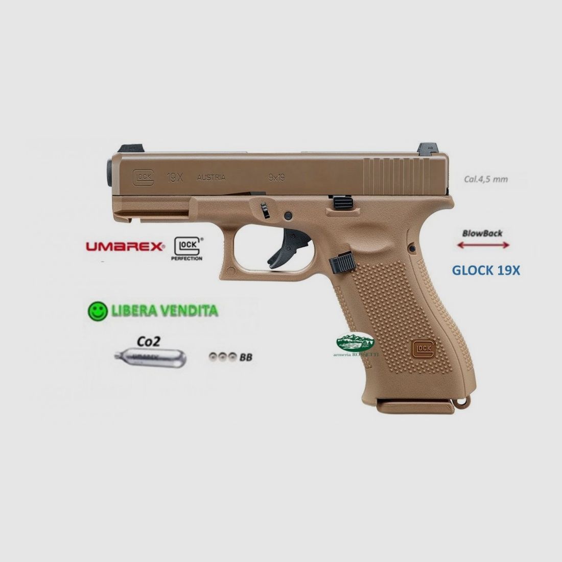 UMAREX GLOCK 19X CO2 cal.4,5 BB BlowBack