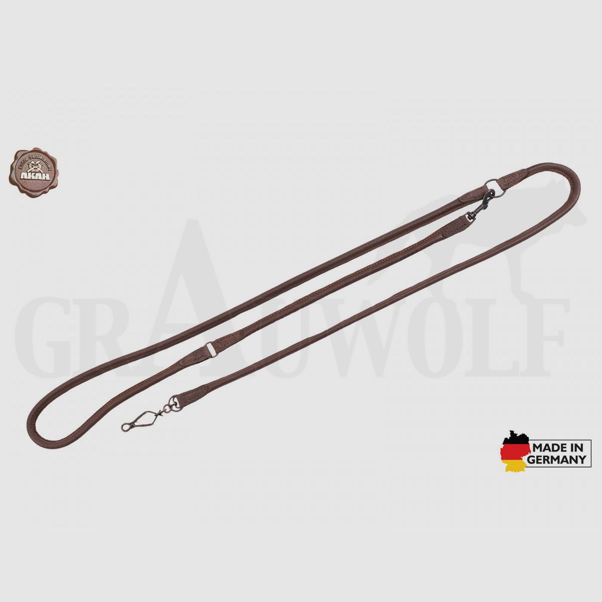 AKAH Shoulder Leash Dog Leash Elk Leather Brown