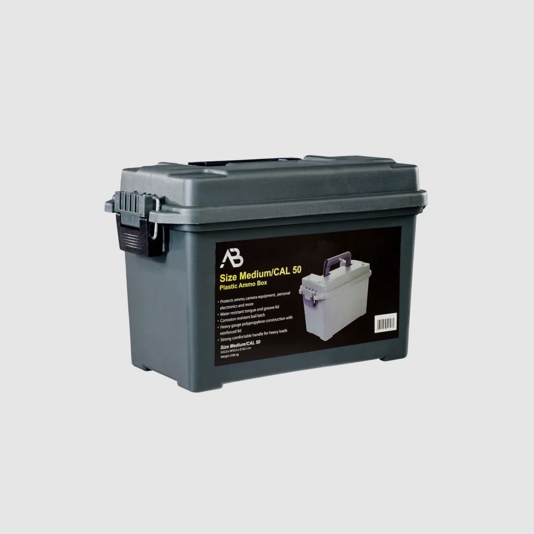 Walczyk na amunicję Gr. 2 (Cal.50), odporny na uderzenia plastik, zamykany, oliwkowy, bez nadruku