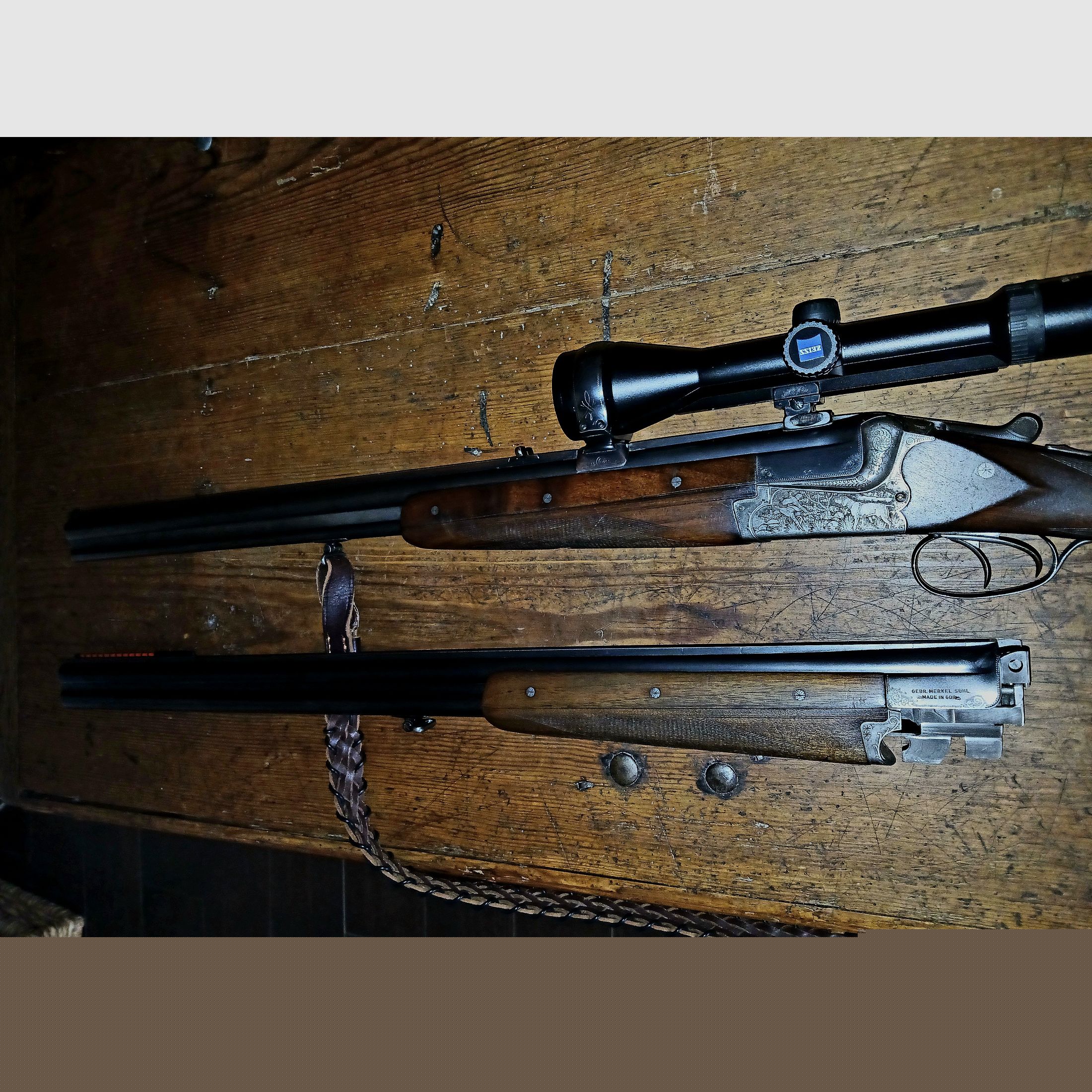 exquisite Merkel Bockbüchsflinte mit Bockdoppelflintenaustauschlauf in Top Kalibern