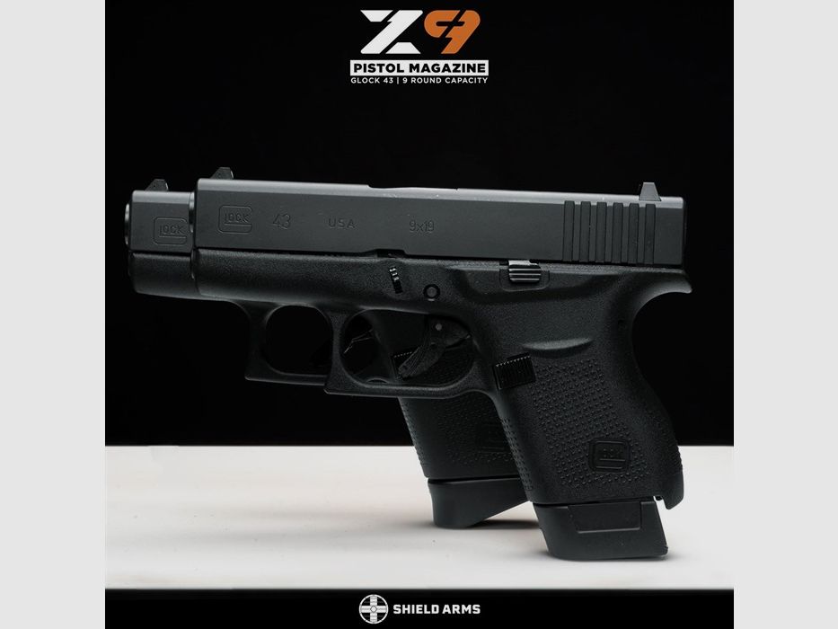 SHIELD ARMS Z9 9MM LUGER 9 ROUND MAGAZINE FOR GLOCK 43 BLACK, imagen 2 de 5