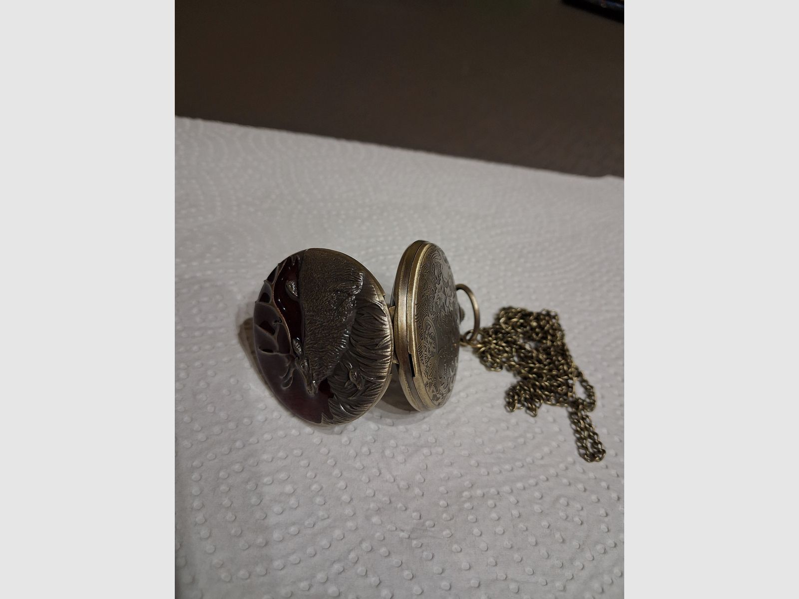 Taschenuhr mit Jagdmotiv 