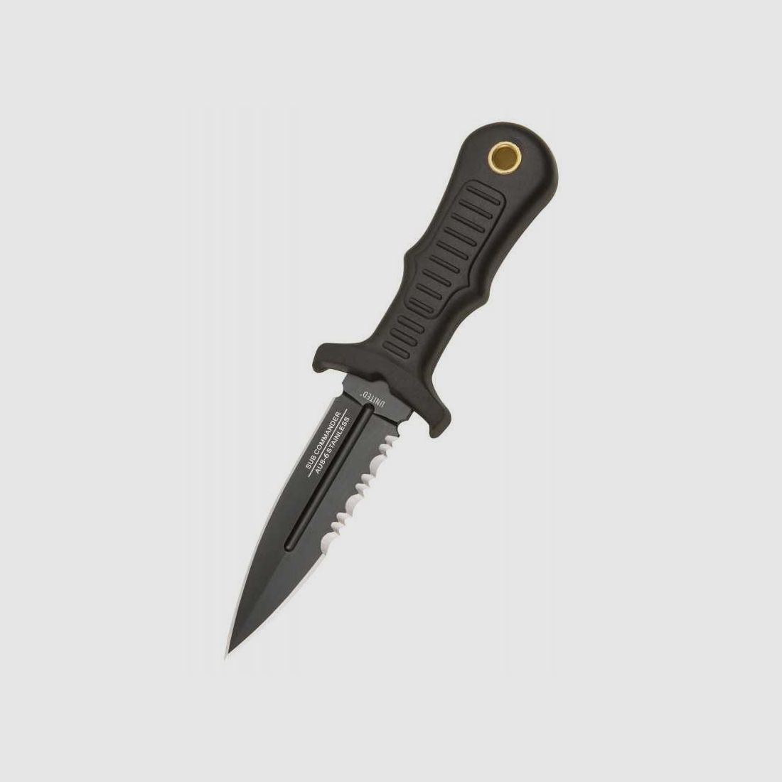 United Cutlery Combat Commander Mini-Stiefelmesser, Schwarz, Halb-gezahnt