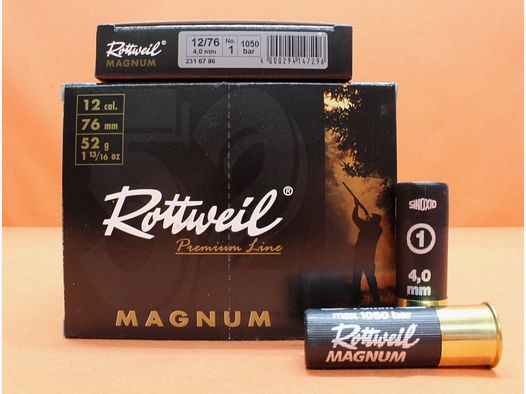 Rottweil cartuccia 12/76 Rottweil 52g 4,0mm/ No.1 (2316796) confezione da 10 cartucce (Magnum Premium Line)