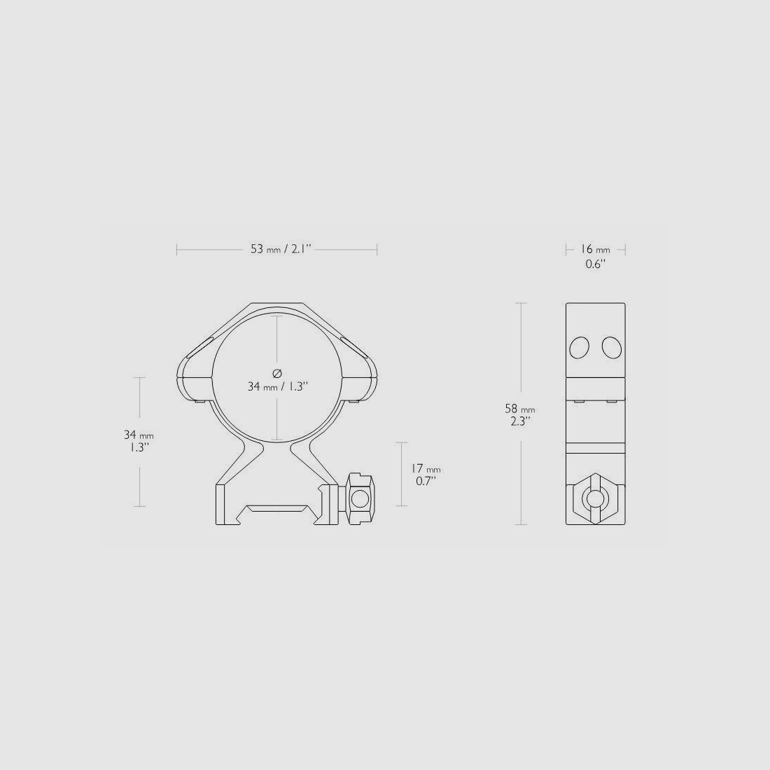 HAWKE 23021 2 Stück Ringmontagen 34 mm Precision Steel Weaver Mittel