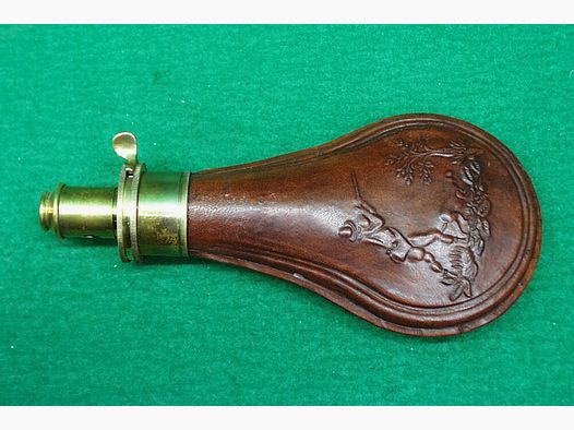 Indien Flacon en poudre, cuir (chasseur)