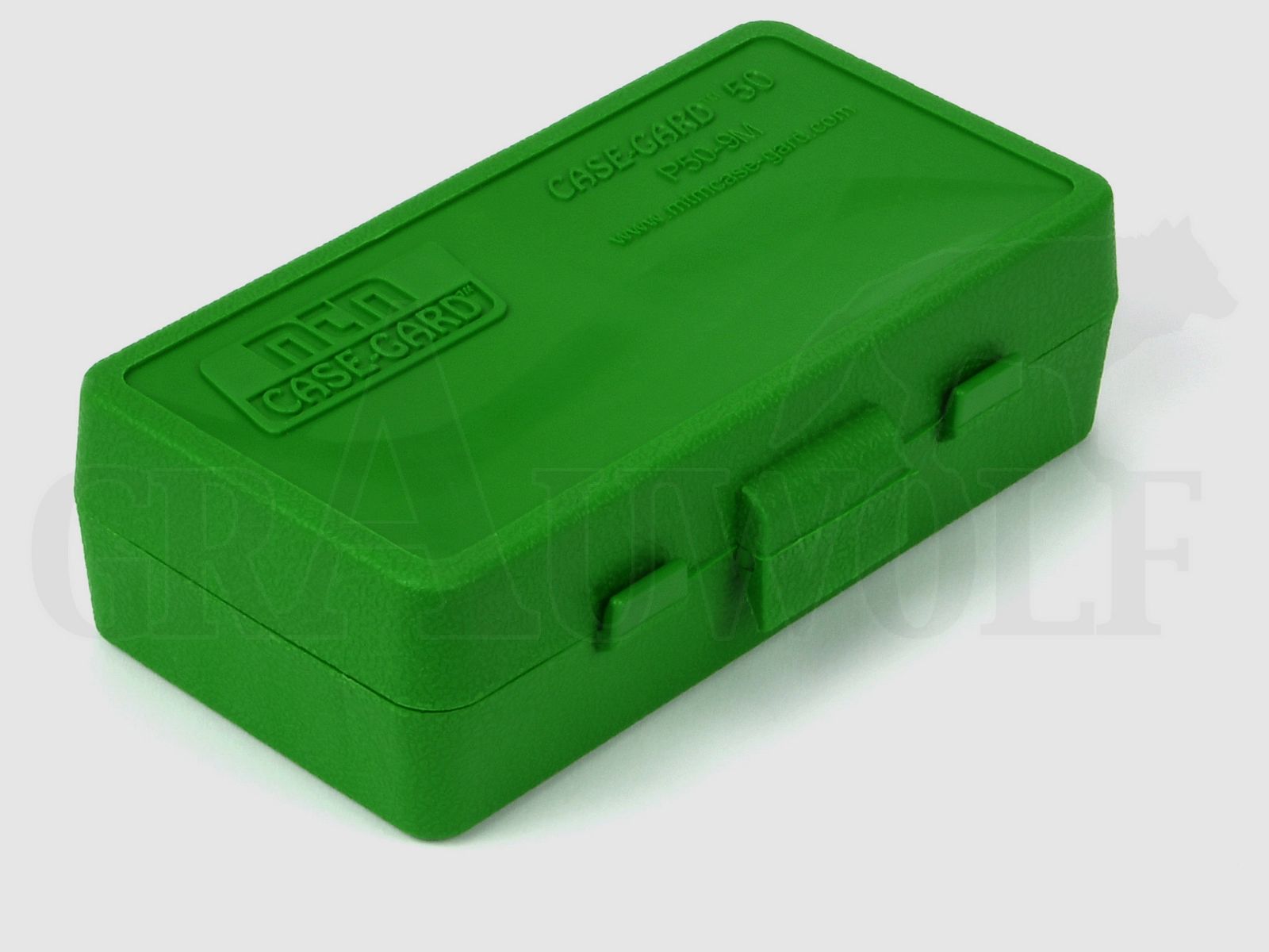 MTM Klappdeckelbox P50-9M grün für 50 Patronen: z.B.: 9 mm, .380 Auto, .30 Luger