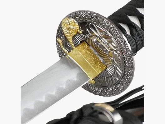 Epic Swords Katana Black Tiger z tępa ostrzem w zestawie z stojakiem na miecz i akcesoriami
