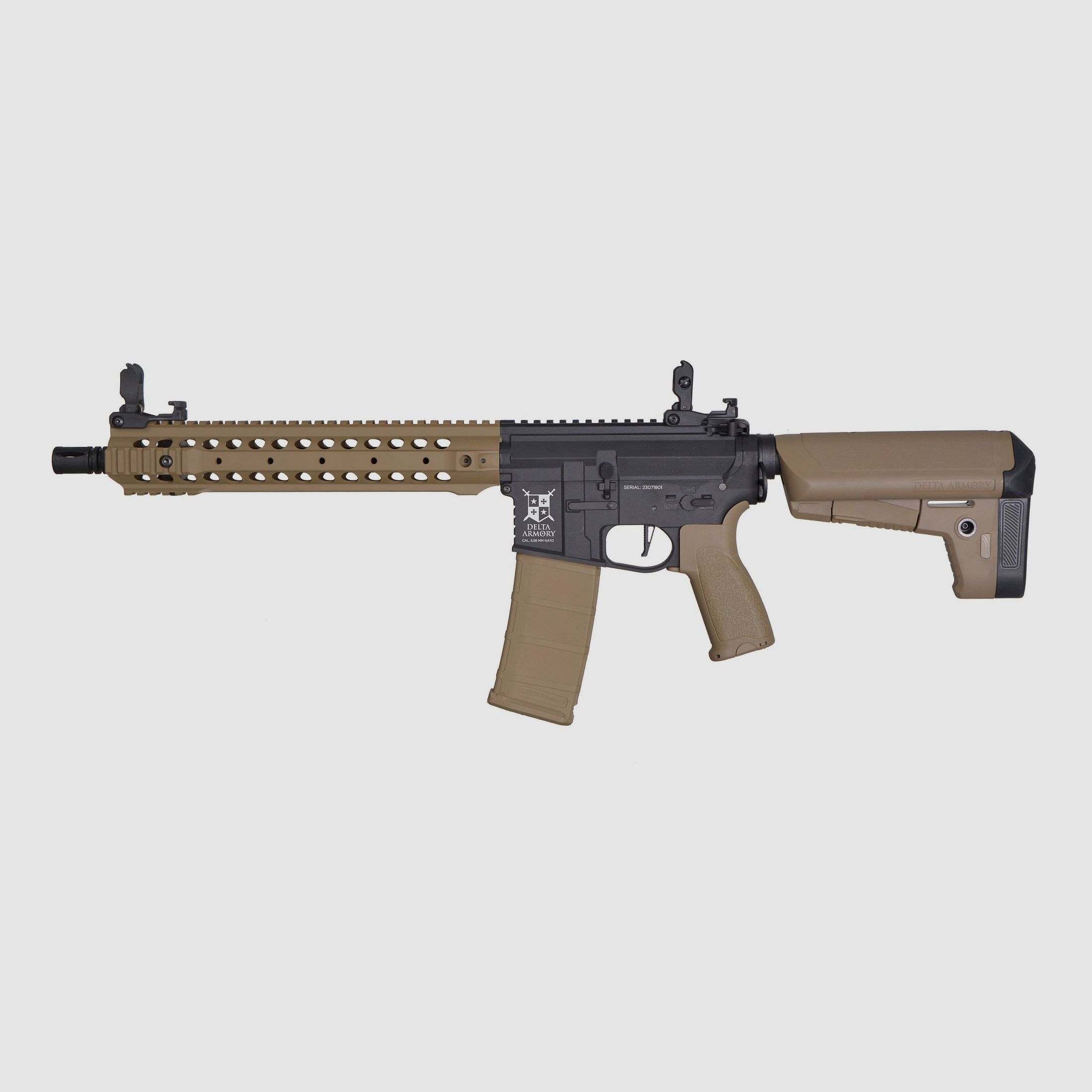 AR15 URX 3 12 Zoll BRAVO Schwarz/Tan Delta Armory Schwarz S-AEG Airsoft Gewehr Frei ab 18 Jahren