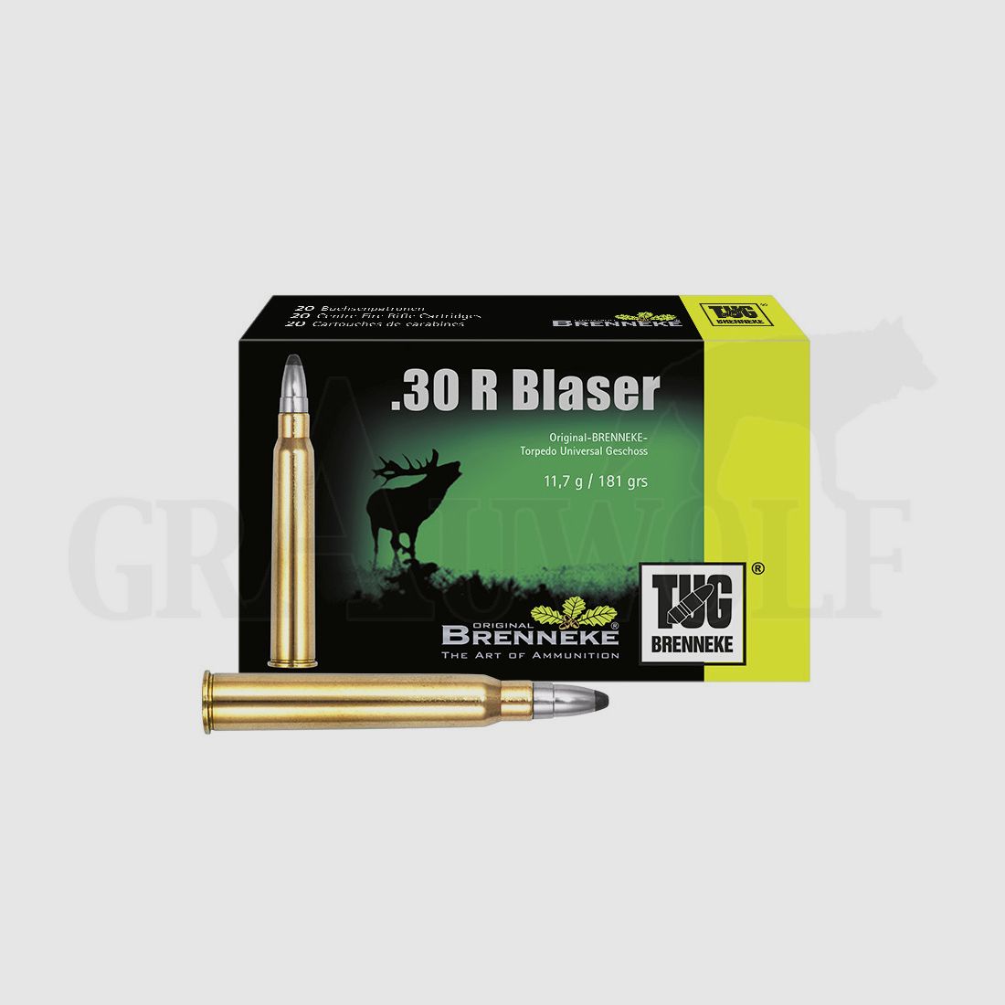 .30R Blaser 181 gr / 11,7 g Brenneke TUG Patronen 20 Stück