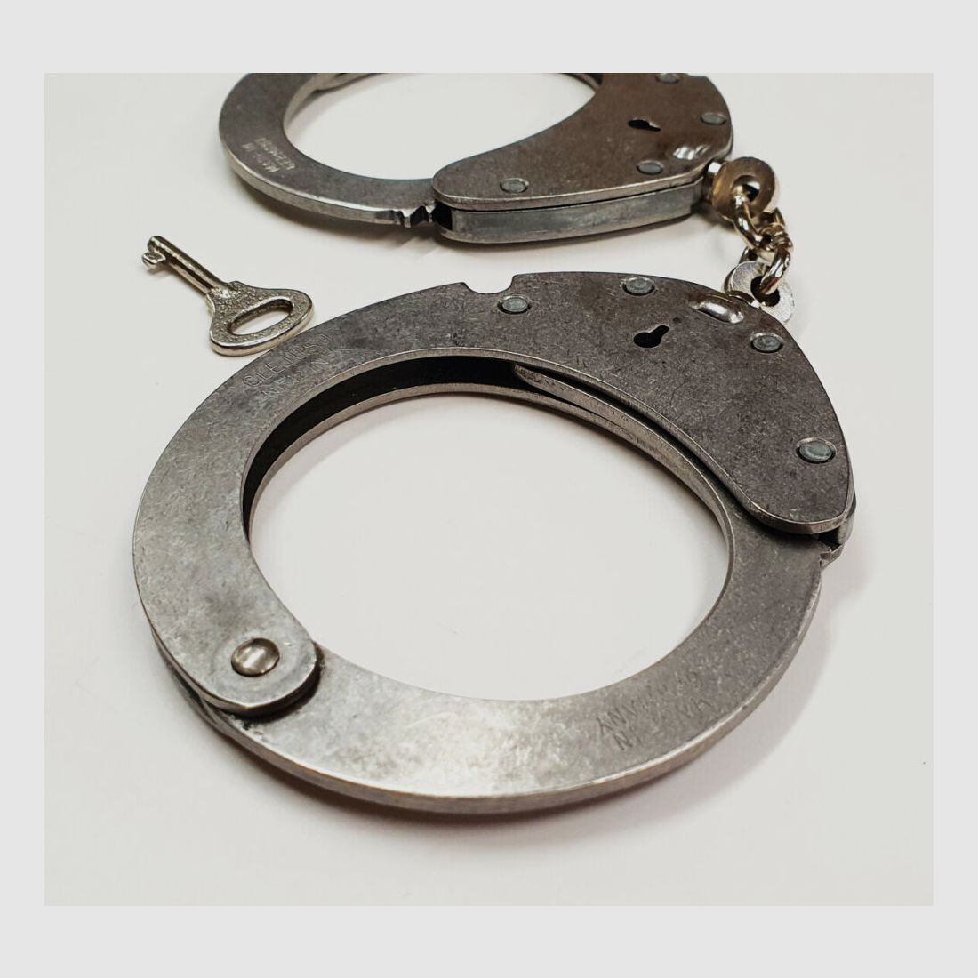 CLEJUSO Clemen & Jung e.K. Handcuff CLEJUSO No. 12 INOX, stainless steel handcuff, made in Germany, used
