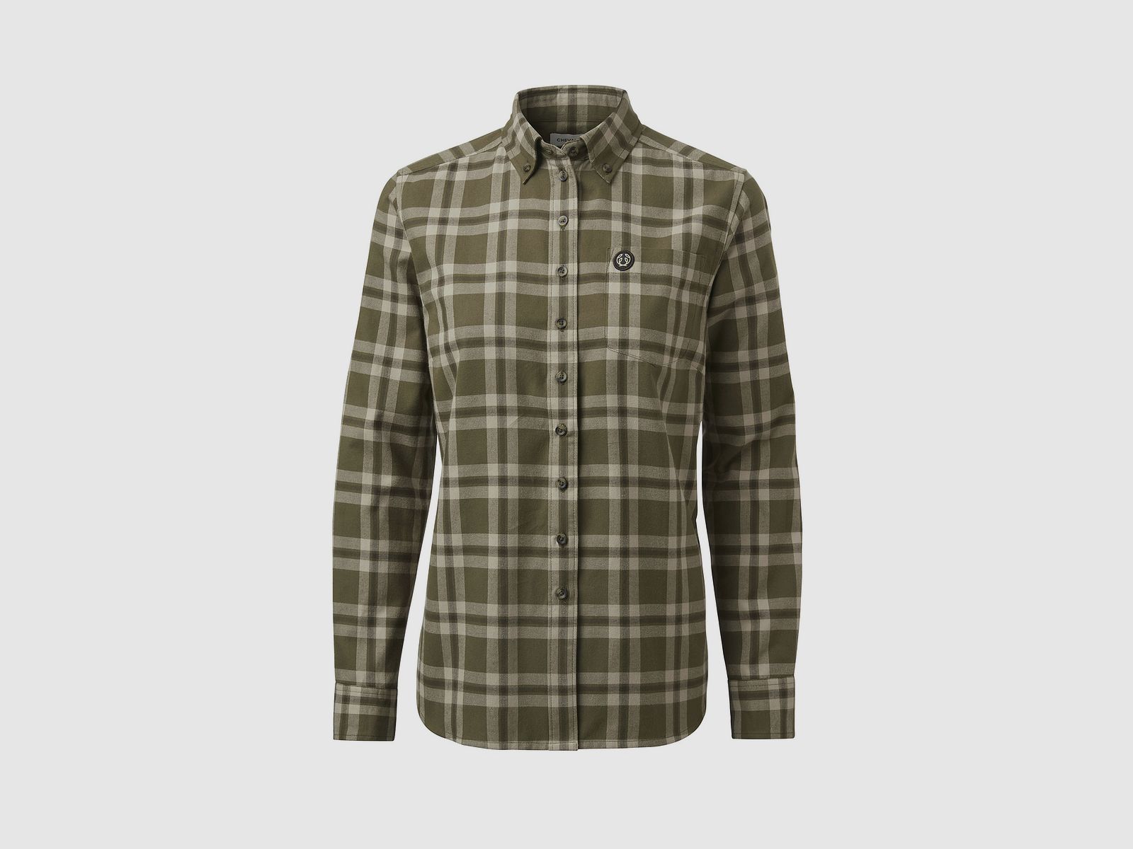 Chevalier Teal Light Flanellhemd Damen, 44W, Olive Green Checked