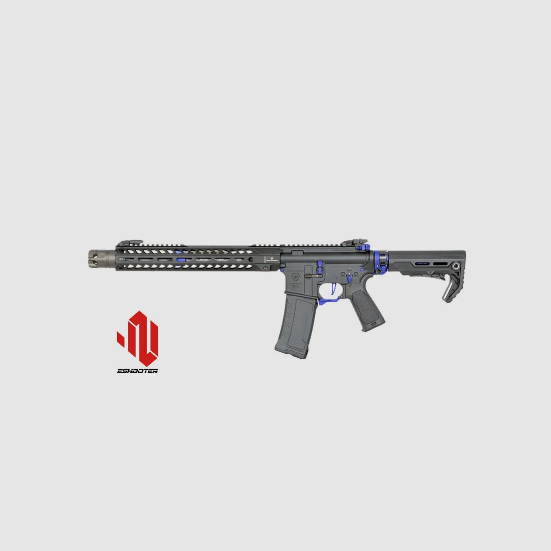 Strike Industries 13.5" Raiders Competition S-AEG mit Eshooter ETU, blaue Elemente
