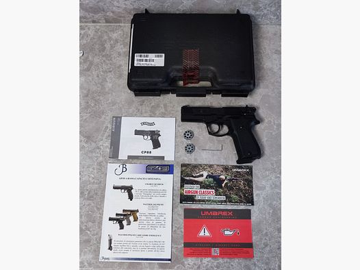 NEU Umarex Walther CP88 schwarz CAL4,5 CO2 Gas Pistole