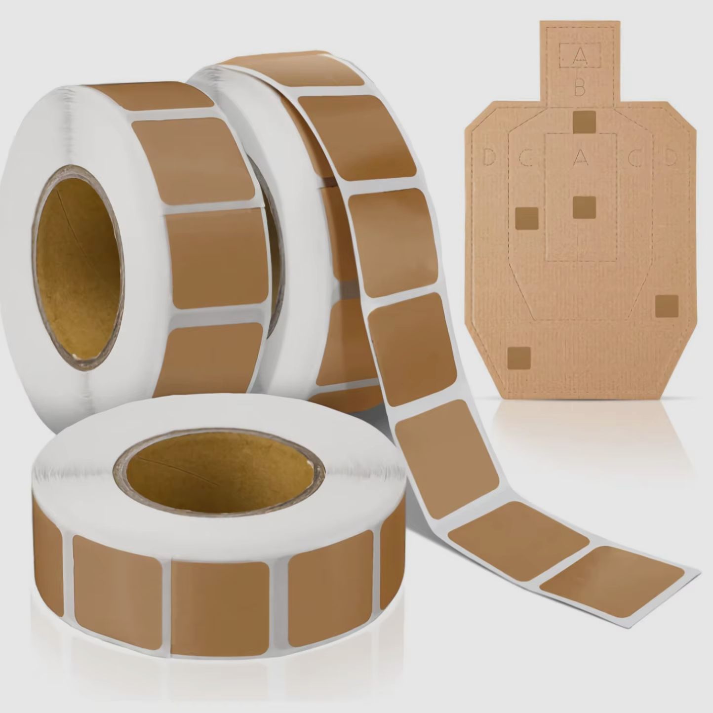 Braune quadratische Schusspflaster 1000er Rollen, 22x22mm