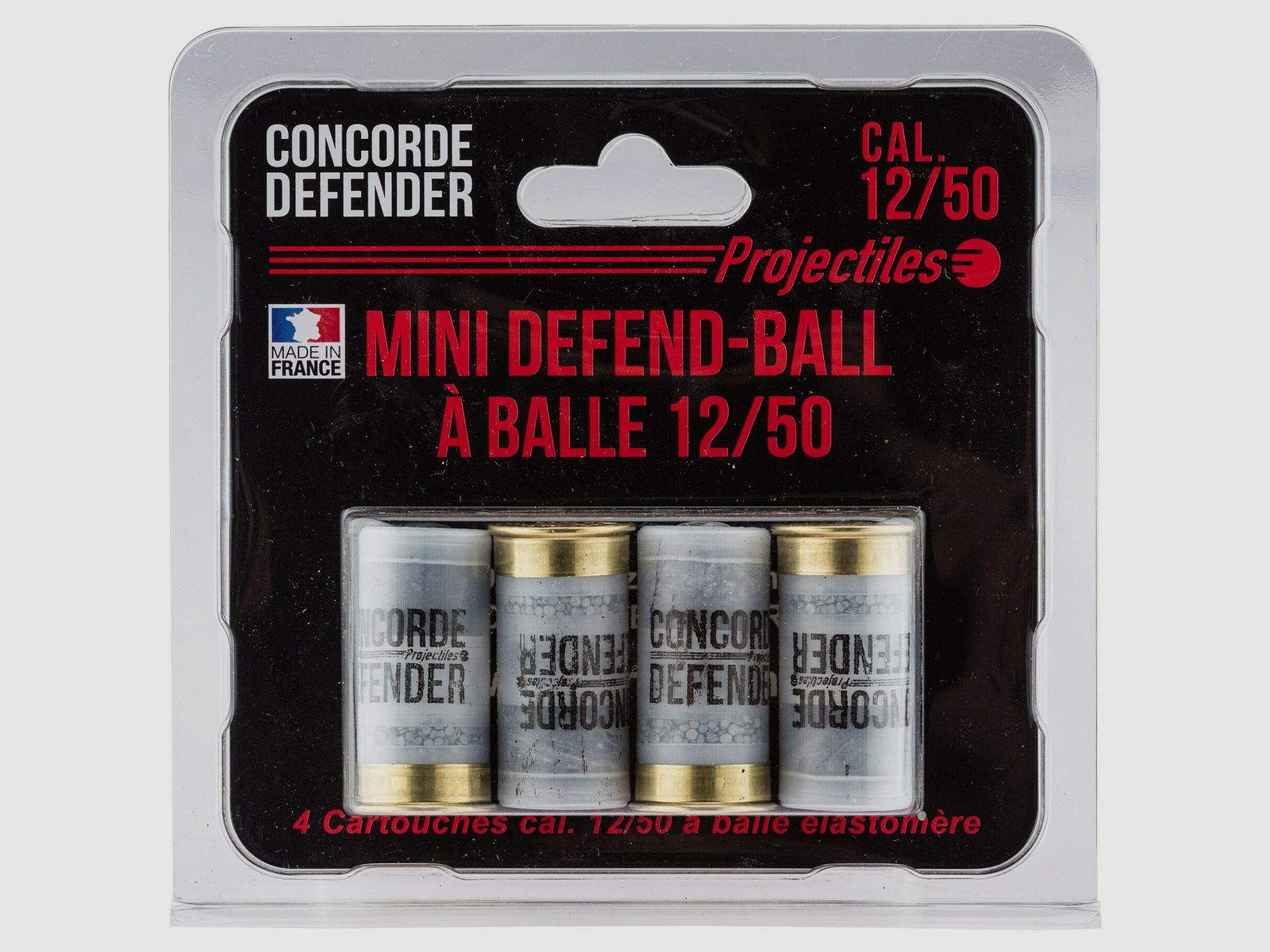 CONCORDE 4 patronen Mini Defend-Ball kal. 12/50 met elastomeer kogel, afbeelding 1 van 4