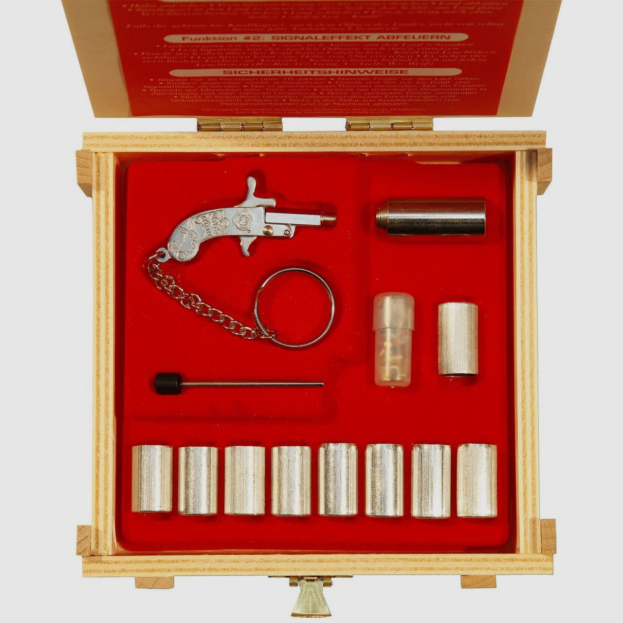 BERLOQUE Pistole 24-Karat-vergoldet mit passender Holzkassette