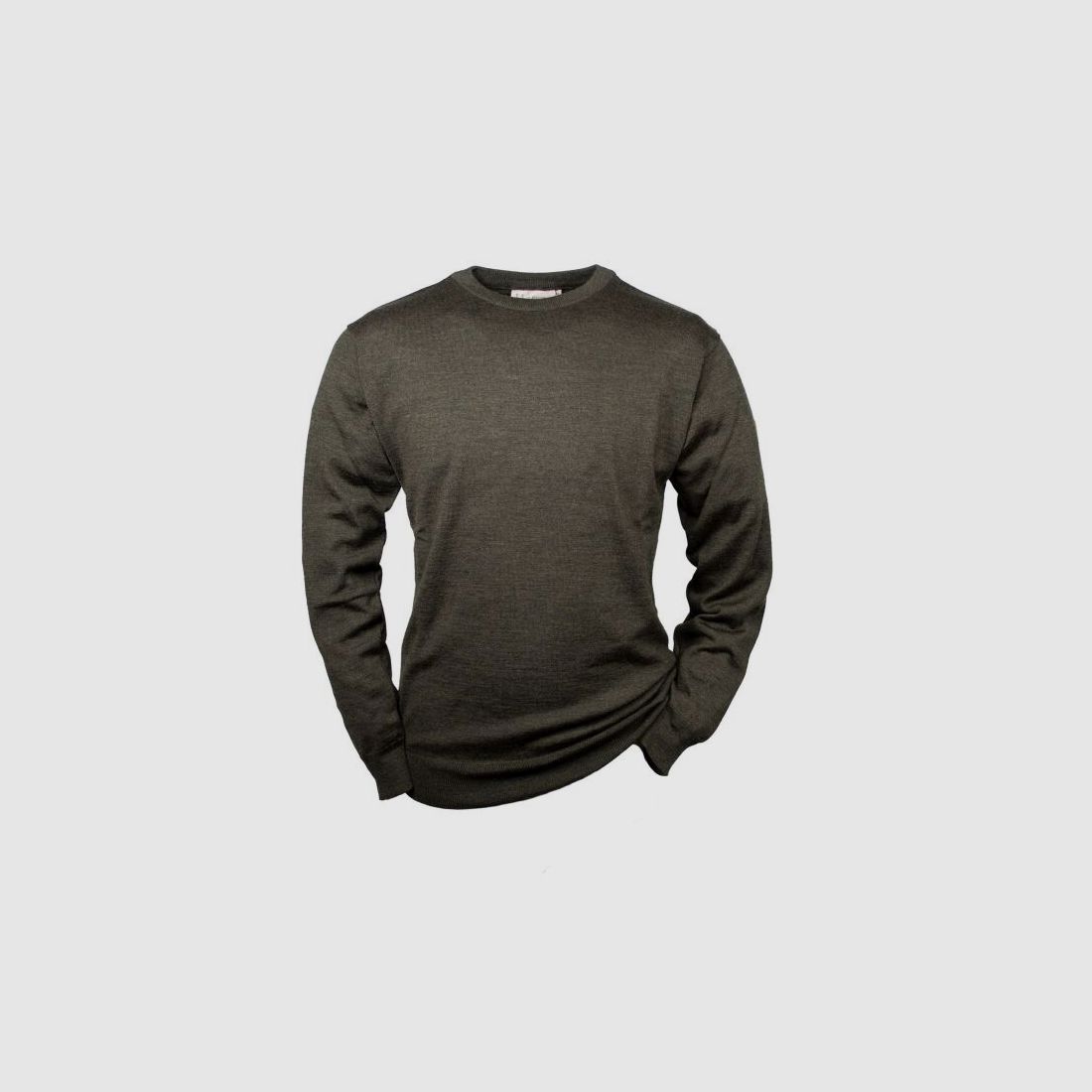 Hubertus Pullover Rundhals oliv/braun