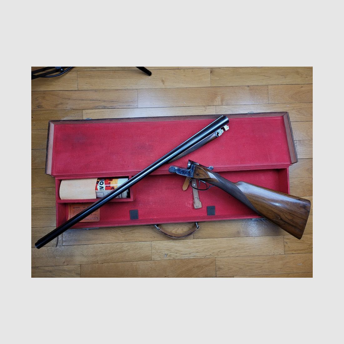 Luxuriöse Bockflinte Kaliber 12/70 – Läufe Jean Breuil im Halbblock – Herstellung Blondeau – Quasi neu – Sehr schöne Waffe, Bild 1 von 27