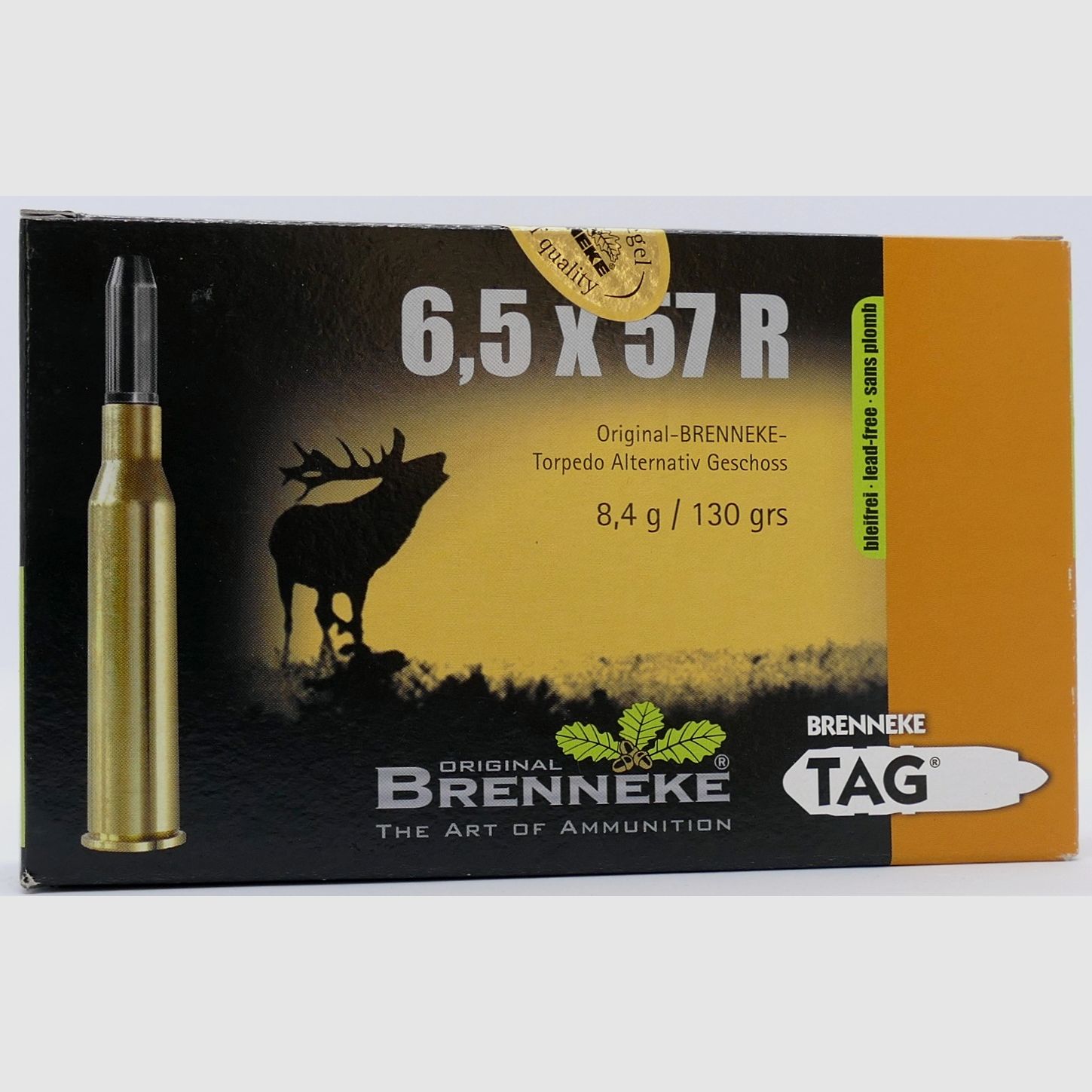Brenneke 6,5x57R TAG 8,4g Cartucce per fucile senza piombo