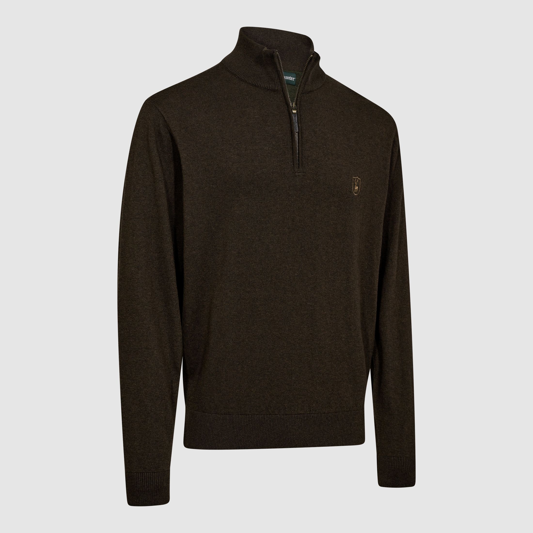 Harrington 1/2-Zip Knit Sweater - Brown Melange - Size: S