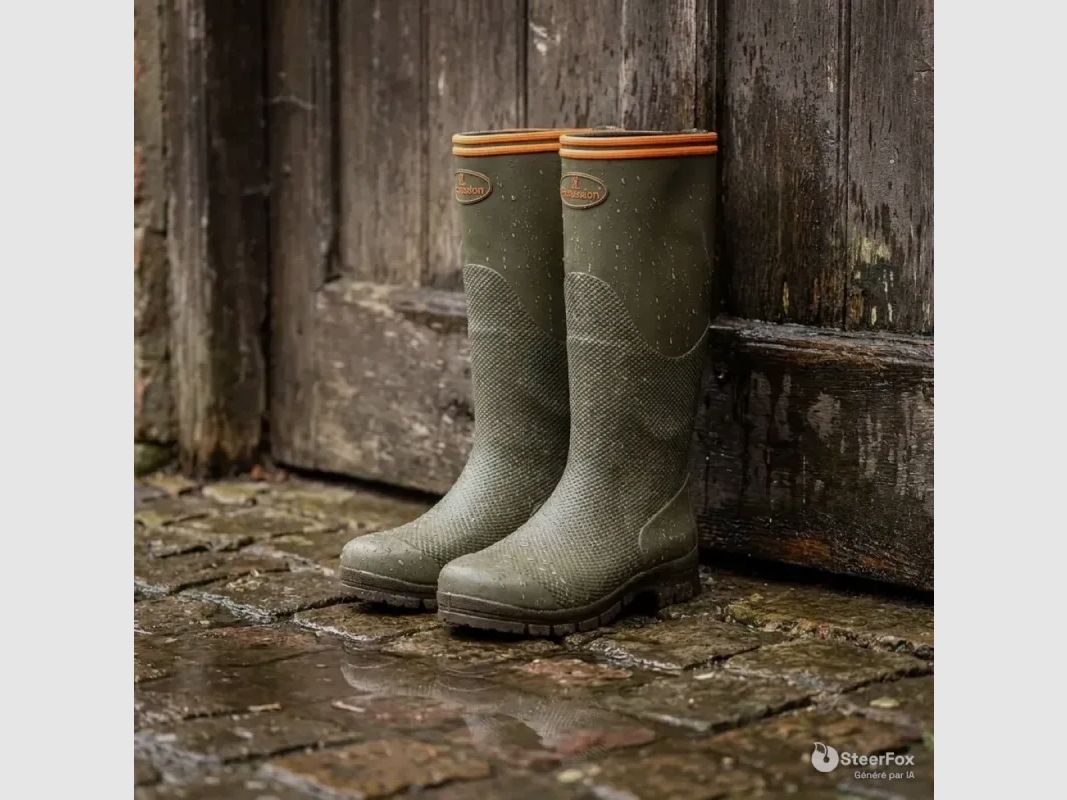 Bottes Percussion Stronger Jersey renforcées caoutchouc kaki, image 1 sur 10
