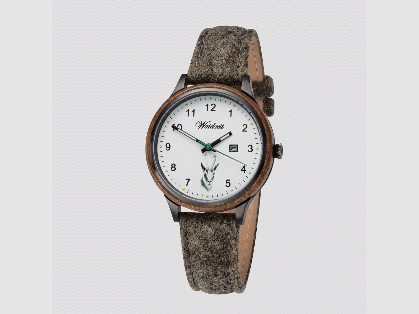 Damenjagduhr Diana Rehbock mit Lodenarmband Olivgrün