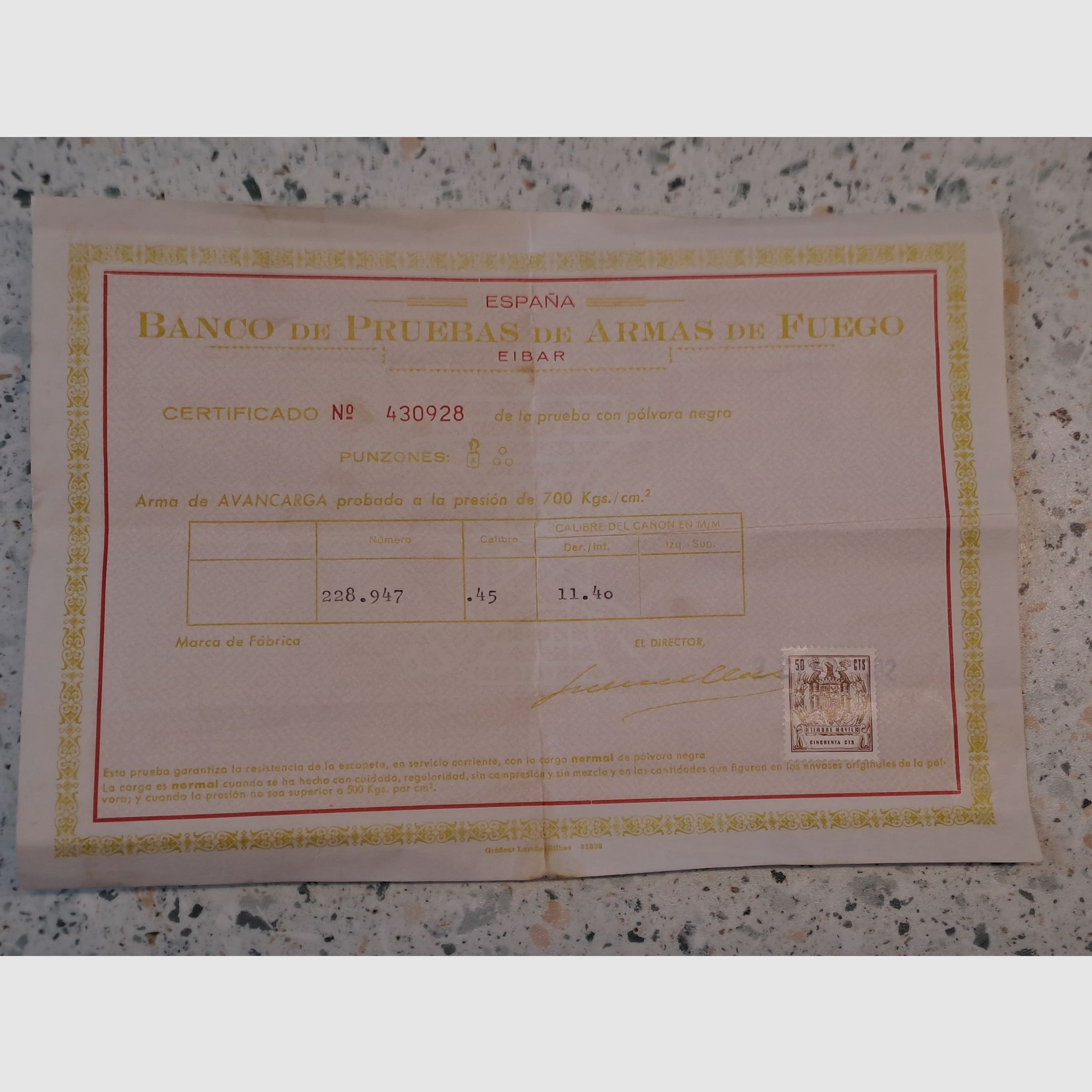 Philadelphia Derringer Dikar .45 including original proof certificate